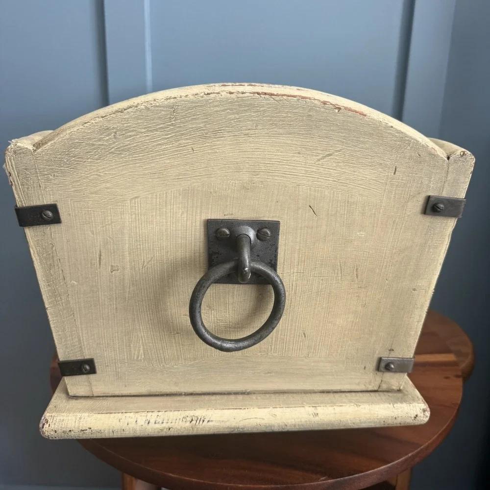 Vintage Wooden Magazine Book Rack Organizer Distressed Cottage Farmhouse Storage